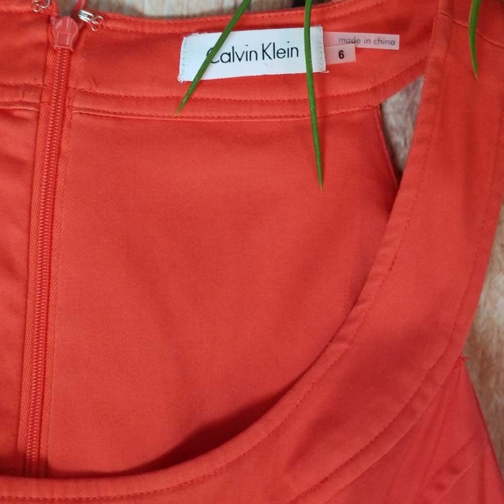 Calvin Klein orange dress shift ruffle - Picture 1 of 7